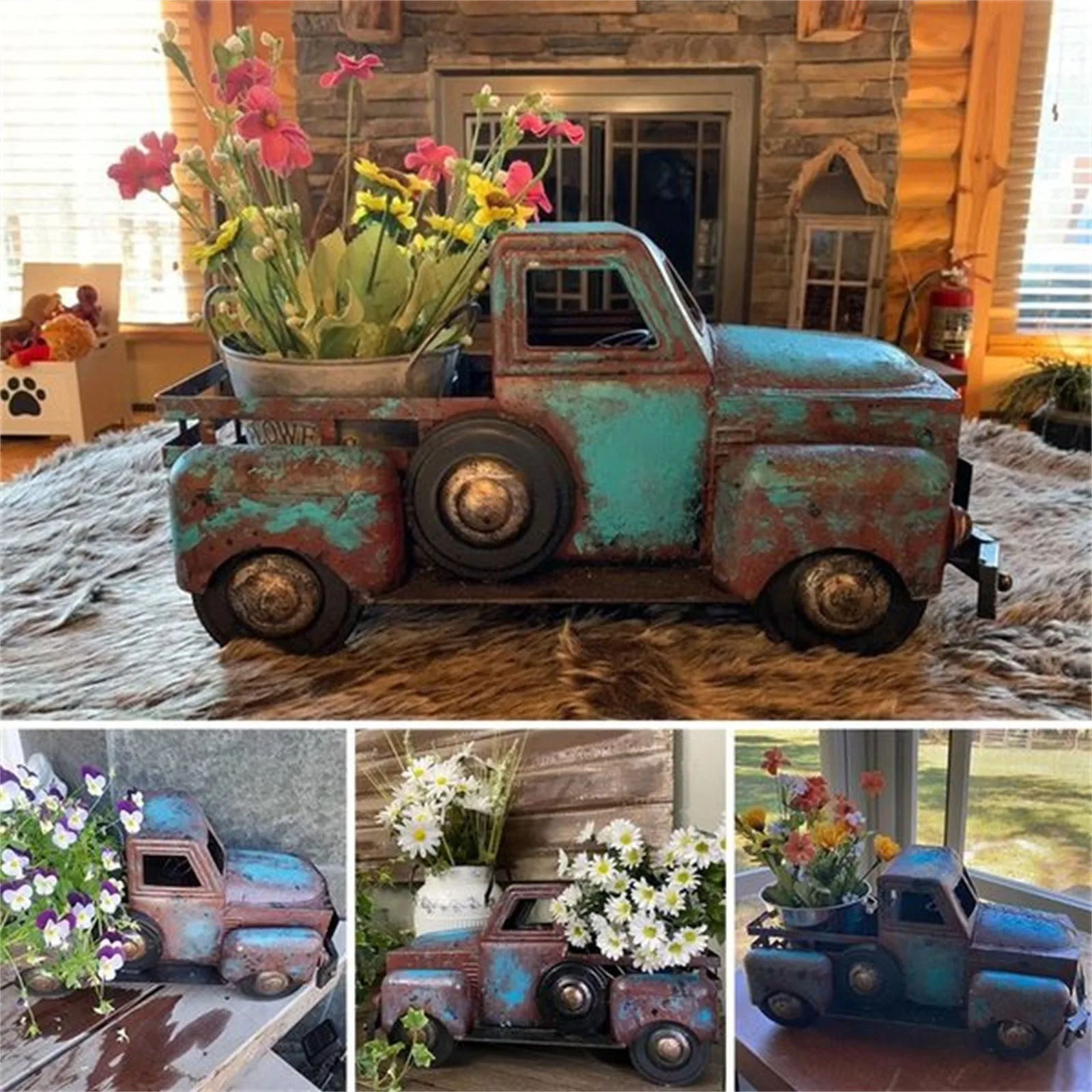 Kūrybos Šviesą Žalia Mažų Sunkvežimių Vazonas Gėlių Daigai Sultingi Vazoninių Augalų, Gėlių Vazonas Ornamentu Dervos Statula