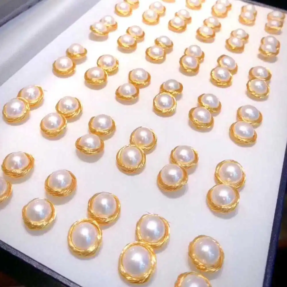 Pora Gėlavandenių perlų Balta Baroko auskarai 18K likvidavimo Gražių Moterų Kablys VALENTINO DIENA Dirbtiniu būdu išauginti Helovinas Priedai