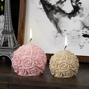 3D Rožių Kamuolį Aromaterapija Žvakės Muilo Formų Rožių Gėlių Pyragas Apdaila Kvepiančių Žvakių Liejimo, Muilo Formos Amatų Vestuvių Dekoras