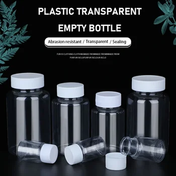 Plastikinės skaidrios didelę burną tuščias butelis uždaromos kapsulė pilstymo butelis Kieti Milteliai Medicina Tablečių Buteliuką Bakas