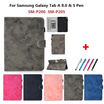 Kietojo Funda Samsung Galaxy Tab 8.0 & S Pen 2019 M. už p200 P205 Tablet Stand Padengti Samsung Tab 8 Byloje SM-už p200 SM-P205 +Rašiklis