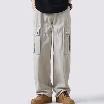 Vyrai Krovinių Kelnės Prarasti Pločio Kojų Giliai Tarpkojo Retro Kelnės Tiesios Multi Kišenės Visas Ilgis Hip-Hop Streetwear Vyrams Ilgos Kelnės