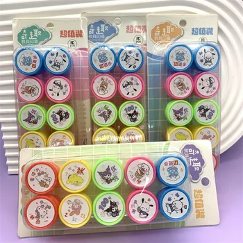 16 Rinkiniai Pakuotėje Sanrio Hello Kitty Kuromi Melodija Vaikų Automatinis Antspaudas Mielas Nustatyti Studentų Skatinimas Pagirti Antspaudas