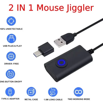 2 in 1 Mouse Jiggler Perkraustymas USB Disko-nemokamai Neaptinkamas Pelės Judėjimo Simuliatorius