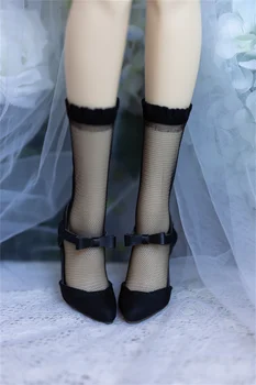 BJD/SD lėlės kojinės trumpalaikes, vidutinės trukmės, ilgai 3 ilgis tinka 1/3,1/4,1/6 moterų lėlės kojinės Juodos nėrinių kojinės Lėlės priedai