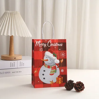 Animacinių Filmų Kalėdų Dovanų Maišeliai Sniego Santa Kalėdų Medžio Spausdinti Kraft Popieriaus, Saldainių, Sausainių Dovanų Pakavimo Maišelis Kalėdos Pirkinių Totalizator Krepšiai