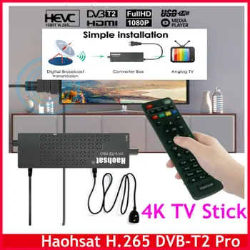 Haohsat DVB T2ProTerrestrial Dekoderis Italijos TV Stick Europa Lenkija Ispanija DVBT2 Digital Dekoderis Hevc 10Bit H. 265 Italijos TV Stick 4K
