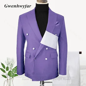 G&N Rankų darbo Vyrų Kostiumai Lavander Spalva 2023 Elegantiškas Kostiumas Summber Šalies Vyrų Smokingas Dvigubo Breasted Švarkas Kelnės su Varčios